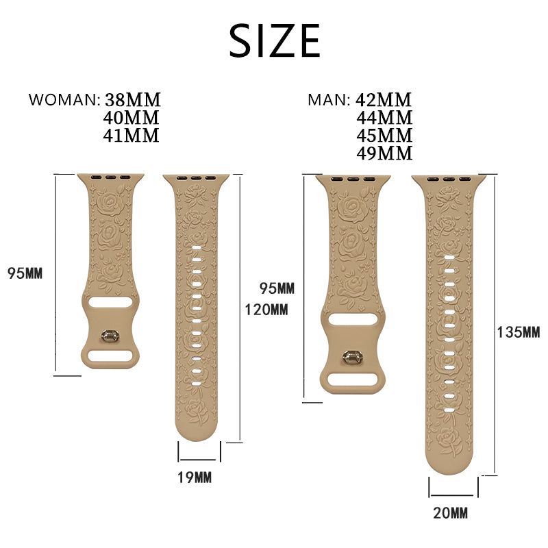 Embossing Strap for Apple Watch Ultra 2 Ultra 49mm / Series 9 8 7 45mm / 6 5 4 SE (2022) SE (2023) SE 44mm / 3 2 1 42mm Silicone Band - White