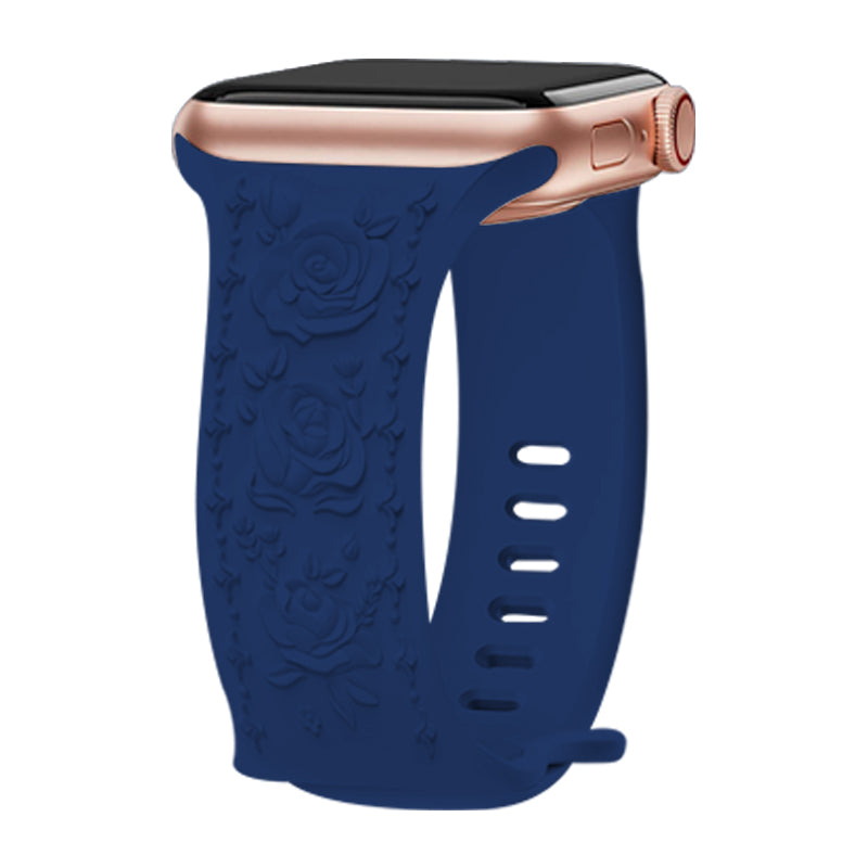 Embossing Strap for Apple Watch Ultra 2 Ultra 49mm / Series 9 8 7 45mm / 6 5 4 SE (2022) SE (2023) SE 44mm / 3 2 1 42mm Silicone Band - White