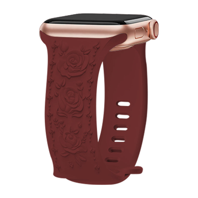Embossing Strap for Apple Watch Ultra 2 Ultra 49mm / Series 9 8 7 45mm / 6 5 4 SE (2022) SE (2023) SE 44mm / 3 2 1 42mm Silicone Band - White