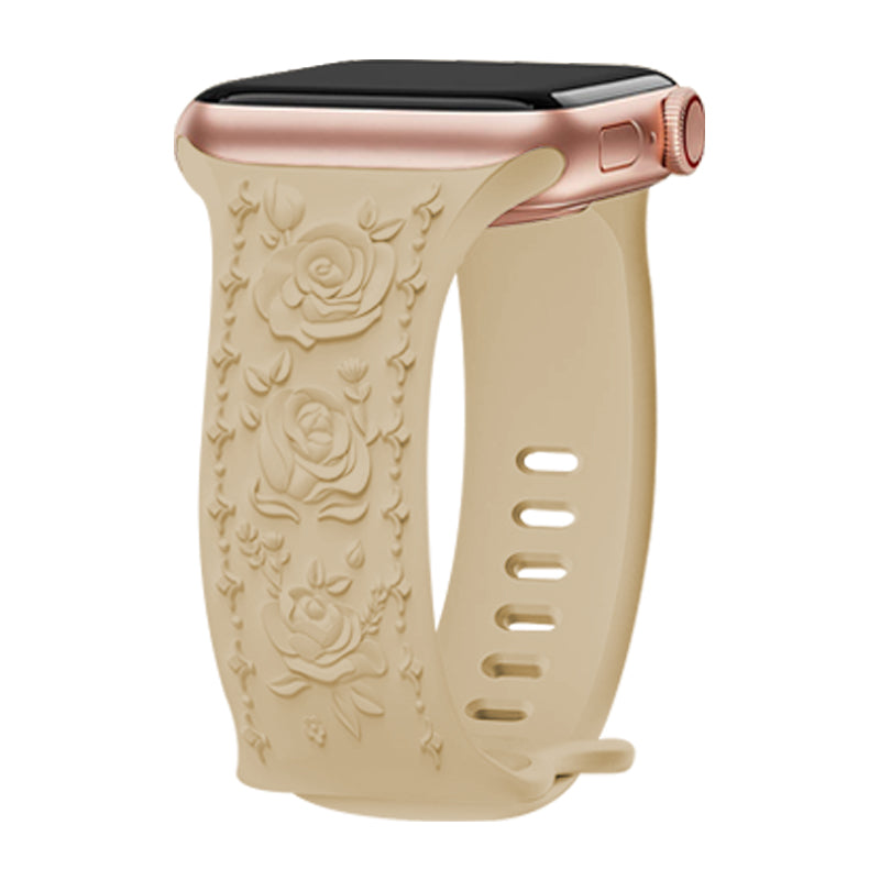 Embossing Strap for Apple Watch Ultra 2 Ultra 49mm / Series 9 8 7 45mm / 6 5 4 SE (2022) SE (2023) SE 44mm / 3 2 1 42mm Silicone Band - White