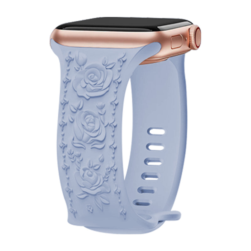 Embossing Strap for Apple Watch Ultra 2 Ultra 49mm / Series 9 8 7 45mm / 6 5 4 SE (2022) SE (2023) SE 44mm / 3 2 1 42mm Silicone Band - White