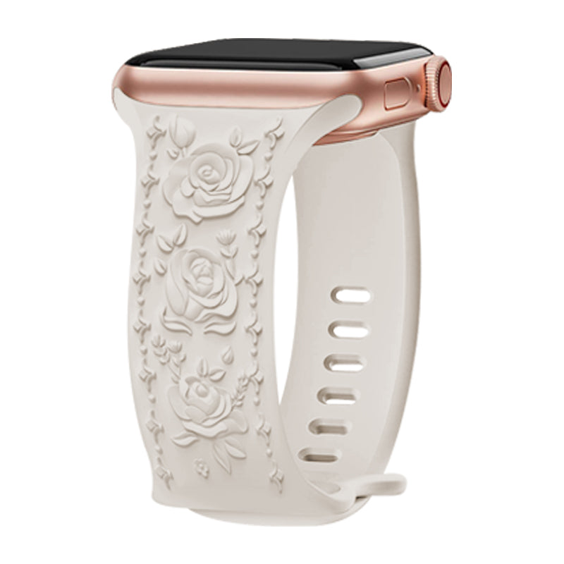 Embossing Strap for Apple Watch Ultra 2 Ultra 49mm / Series 9 8 7 45mm / 6 5 4 SE (2022) SE (2023) SE 44mm / 3 2 1 42mm Silicone Band - White