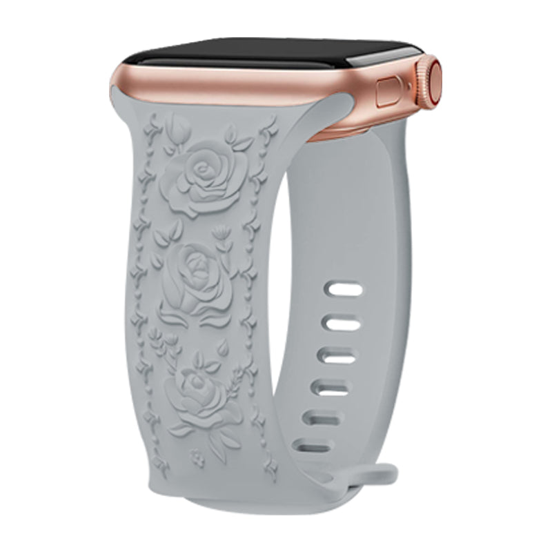Embossing Strap for Apple Watch Ultra 2 Ultra 49mm / Series 9 8 7 45mm / 6 5 4 SE (2022) SE (2023) SE 44mm / 3 2 1 42mm Silicone Band - White