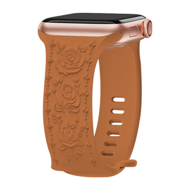 Embossing Strap for Apple Watch Ultra 2 Ultra 49mm / Series 9 8 7 45mm / 6 5 4 SE (2022) SE (2023) SE 44mm / 3 2 1 42mm Silicone Band - White