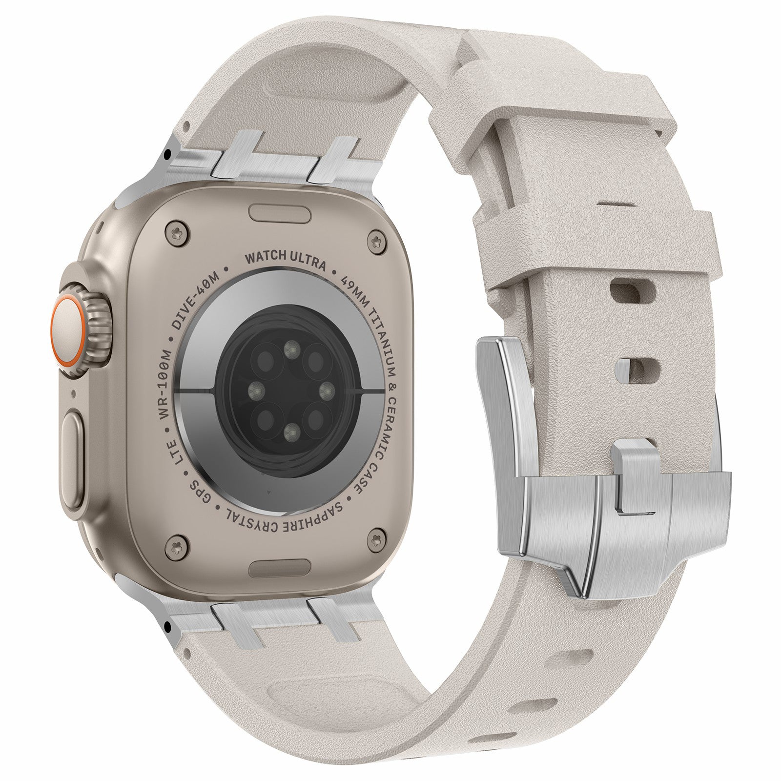For Apple Watch Ultra 2 Ultra 49mm  /  Series 9 8 7 45mm  /  6 5 4 SE SE (2022) SE (2023) 44mm  /  3 2 1 42mm Stone Texture Strap - Black+Orange