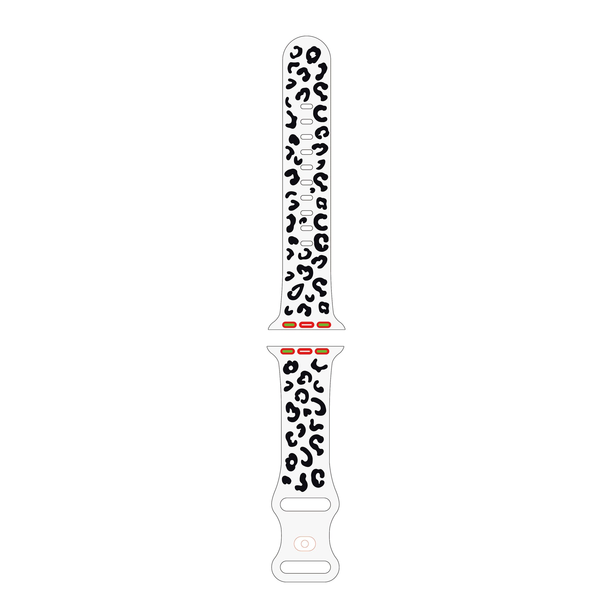 For Apple Watch Series 9 8 7 41mm / 6 5 4 SE (2022) SE (2023) SE 40mm / 3 2 1 38mm Leopard Silicone Watch Strap - White Black