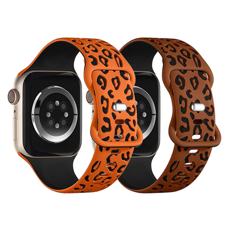 For Apple Watch Series 9 8 7 41mm / 6 5 4 SE (2022) SE (2023) SE 40mm / 3 2 1 38mm Leopard Silicone Watch Strap - White Black