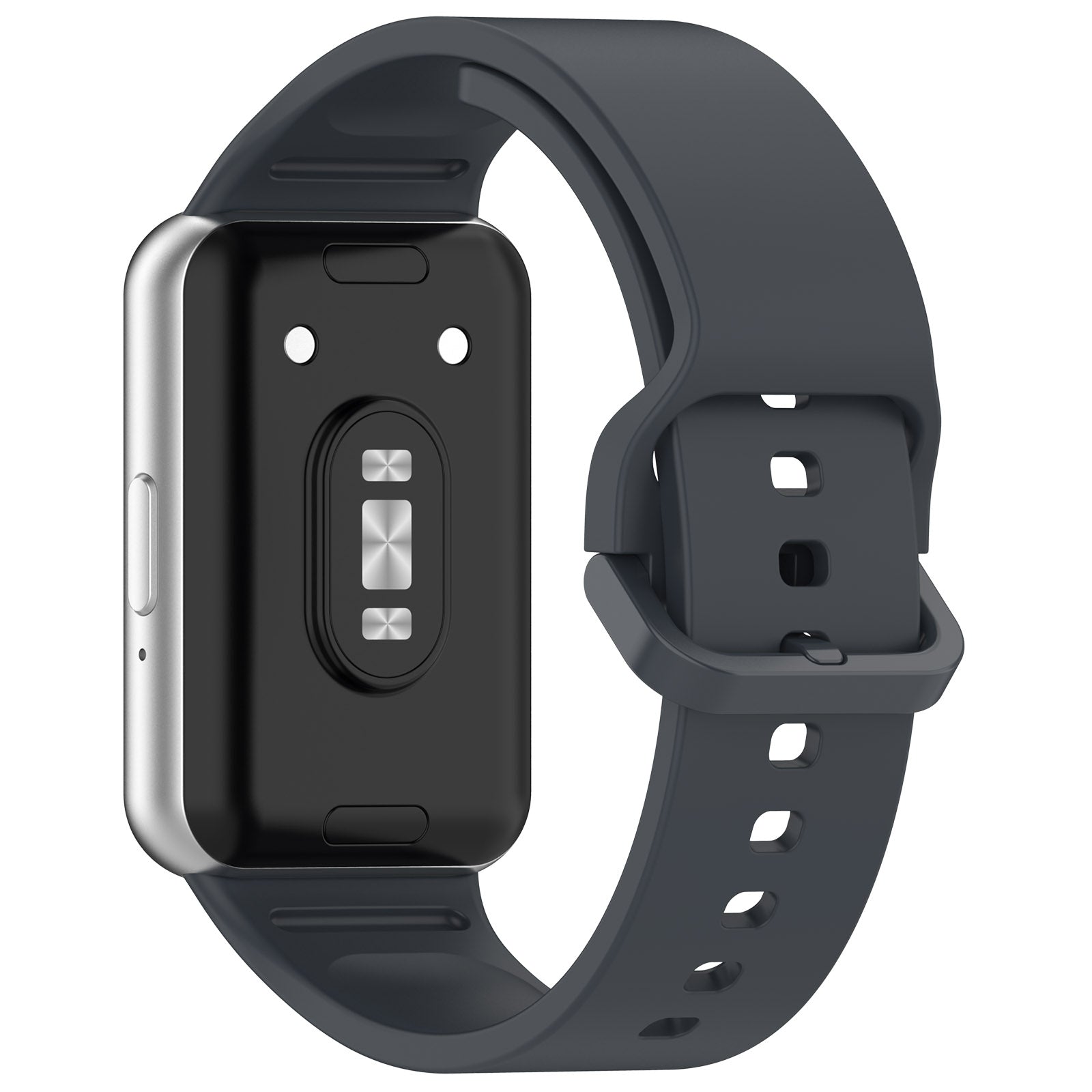 For Samsung Galaxy Fit3 (SM-R390) Watch Bracelet Soft Silicone Strap with Flat Buckle - Black