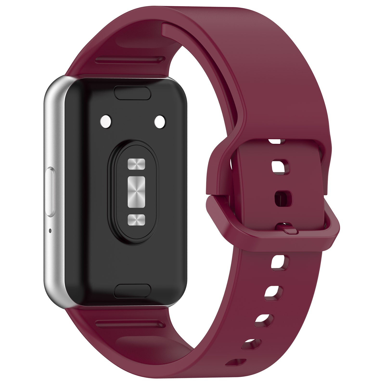 For Samsung Galaxy Fit3 (SM-R390) Watch Bracelet Soft Silicone Strap with Flat Buckle - Black