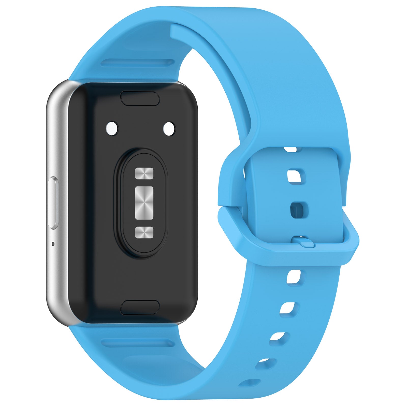 For Samsung Galaxy Fit3 (SM-R390) Watch Bracelet Soft Silicone Strap with Flat Buckle - Black
