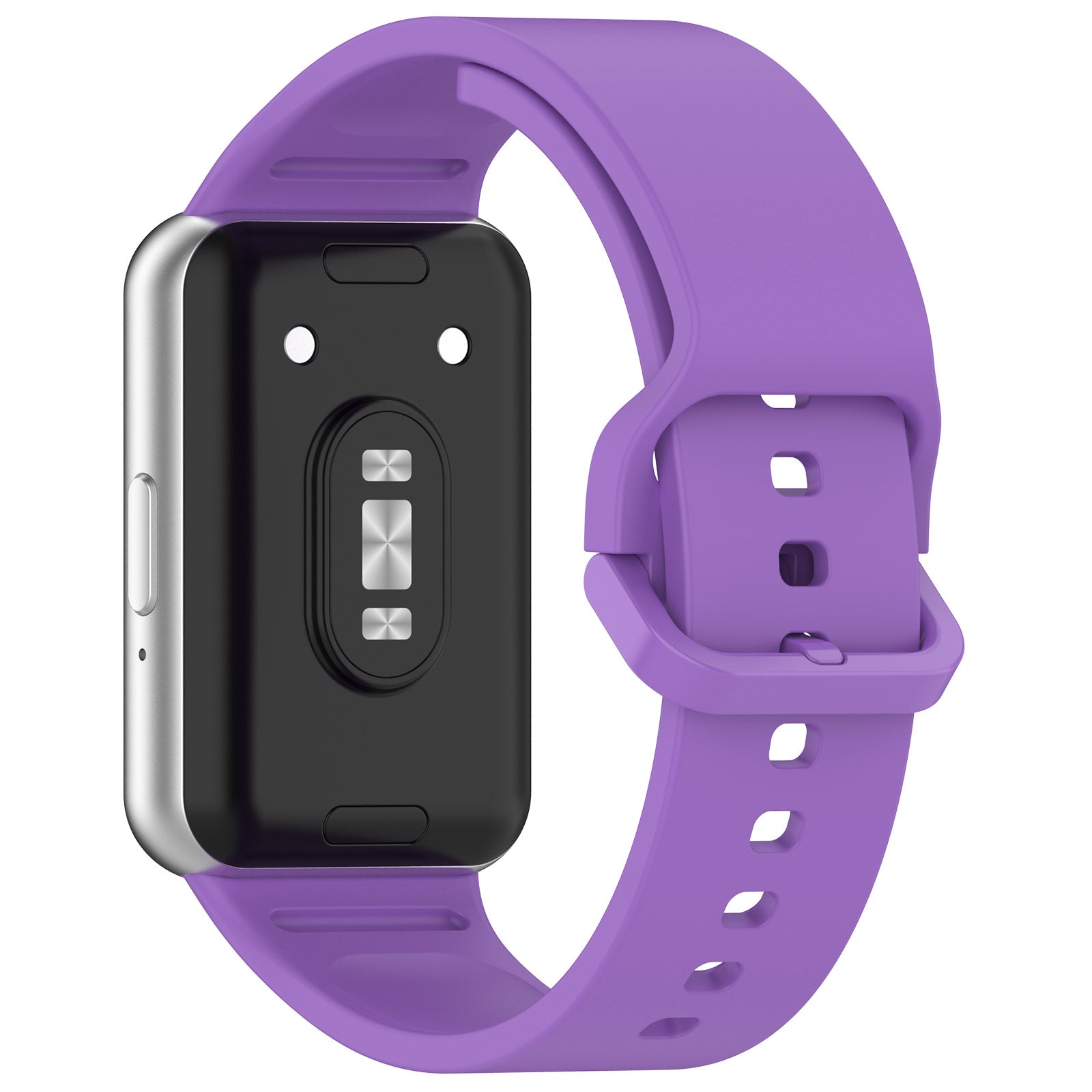 For Samsung Galaxy Fit3 (SM-R390) Watch Bracelet Soft Silicone Strap with Flat Buckle - Black