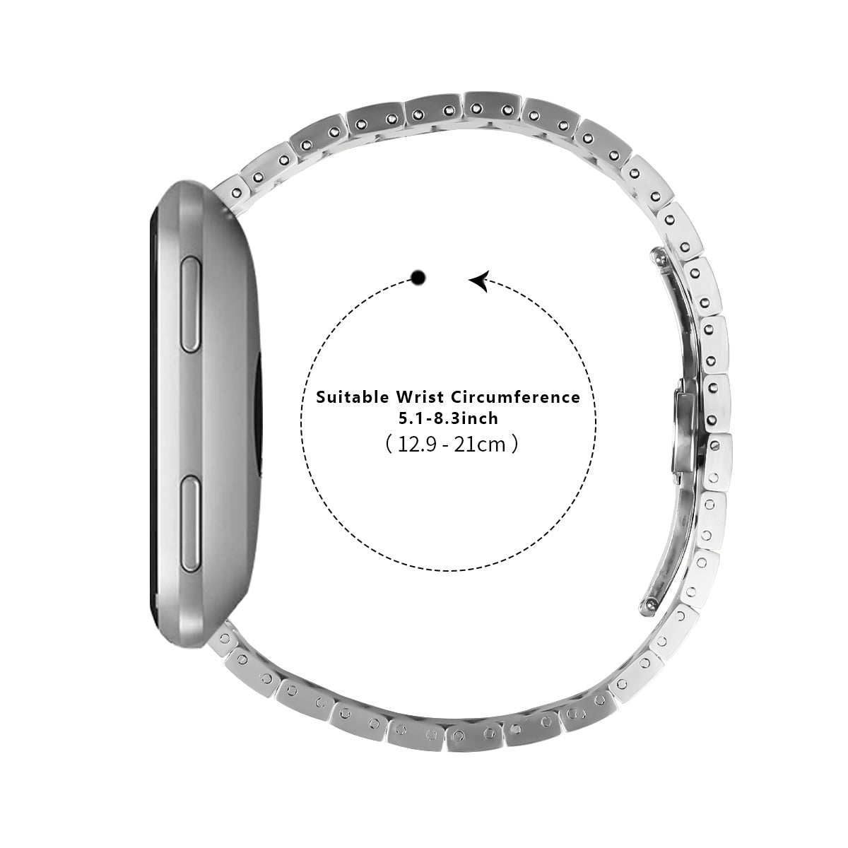 For Fitbit Versa Lite / Versa / Versa 2 Buckle Design Bracelet Silver Stainless Steel Watch Strap