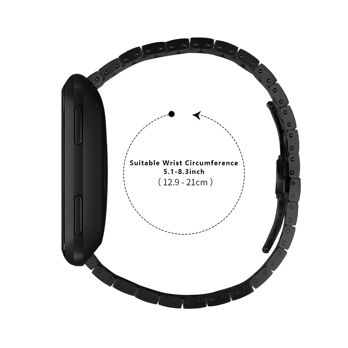 For Fitbit Versa / Versa Lite / Versa 2 Line Splicing Stainless Steel Watch Strap Butterfly Buckle Band - Black+Silver