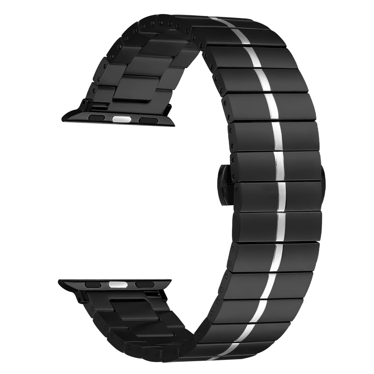 For Apple Watch Series 9 8 7 41mm / Series 6 5 4 SE (2022) SE (2023) SE 40mm / Series 3 2 1 38mm Stainless Steel Strap - Black+Silver