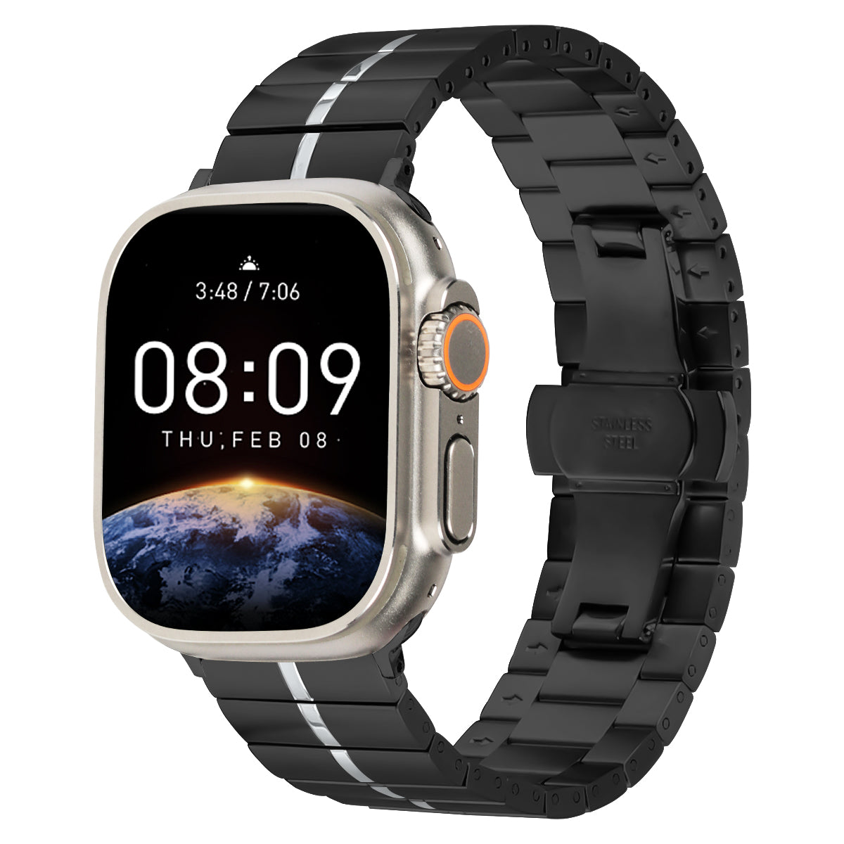 For Apple Watch Series 9 8 7 41mm / Series 6 5 4 SE (2022) SE (2023) SE 40mm / Series 3 2 1 38mm Stainless Steel Strap - Black+Silver