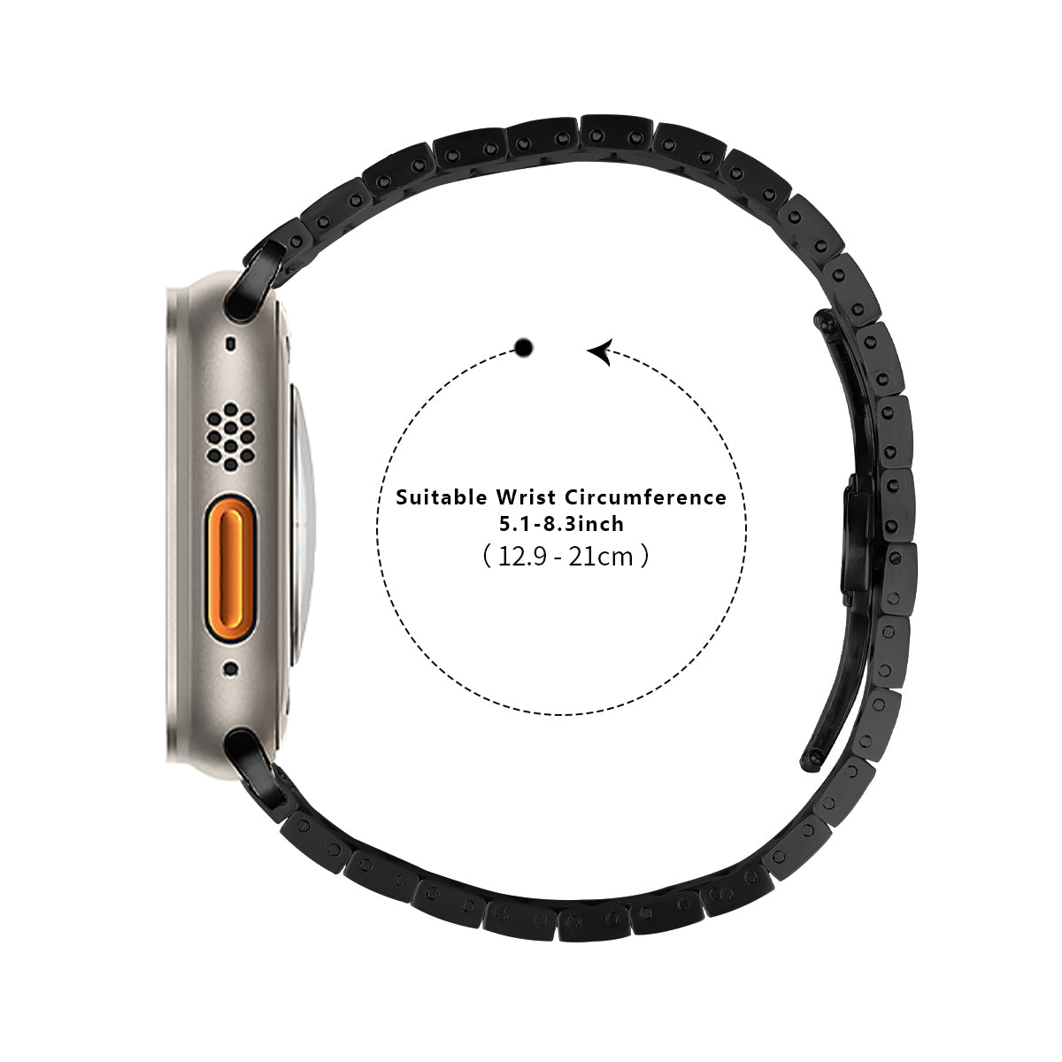 For Apple Watch Series 9 8 7 41mm / Series 6 5 4 SE (2022) SE (2023) SE 40mm / Series 3 2 1 38mm Stainless Steel Strap - Black+Silver