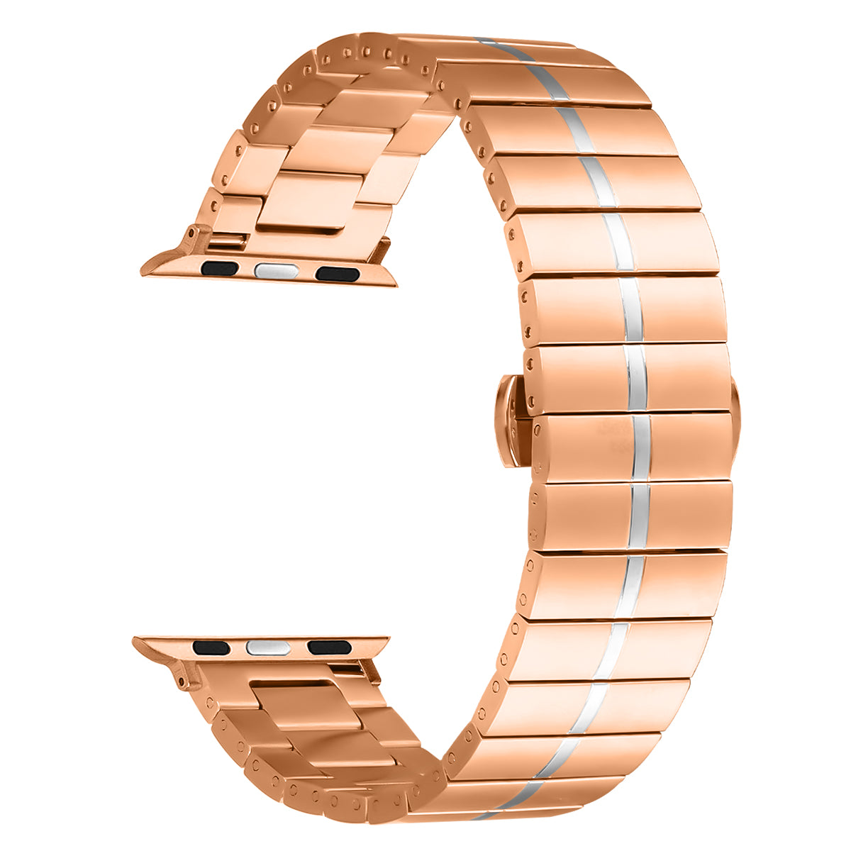 For Apple Watch Series 9 8 7 41mm / Series 6 5 4 SE (2022) SE (2023) SE 40mm / Series 3 2 1 38mm Stainless Steel Strap - Black+Silver
