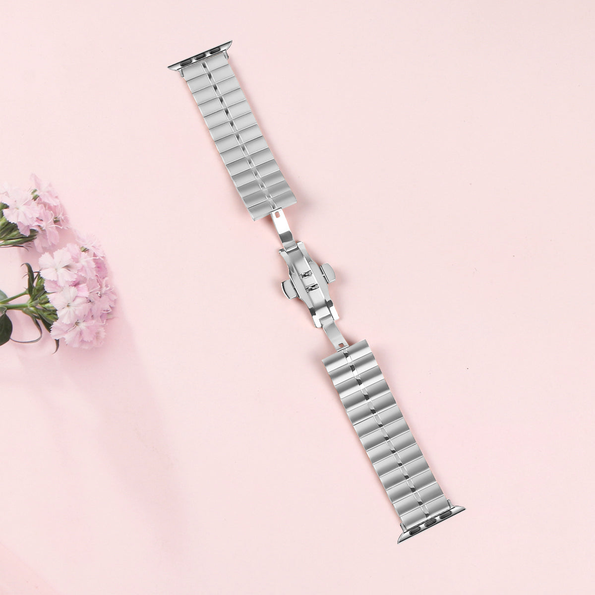 For Apple Watch Ultra / Ultra 2 49mm / Series 8 7 9 45mm / Series 6 5 4 SE SE (2022) 44mm / Series 3 2 1 42mm Silver Stainless Steel Band
