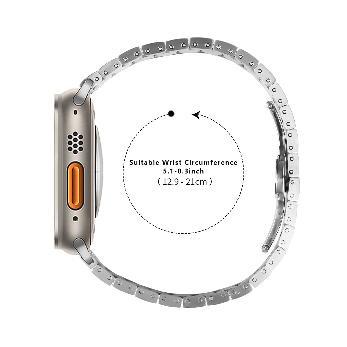 For Apple Watch Ultra / Ultra 2 49mm / Series 8 7 9 45mm / Series 6 5 4 SE SE (2022) 44mm / Series 3 2 1 42mm Silver Stainless Steel Band
