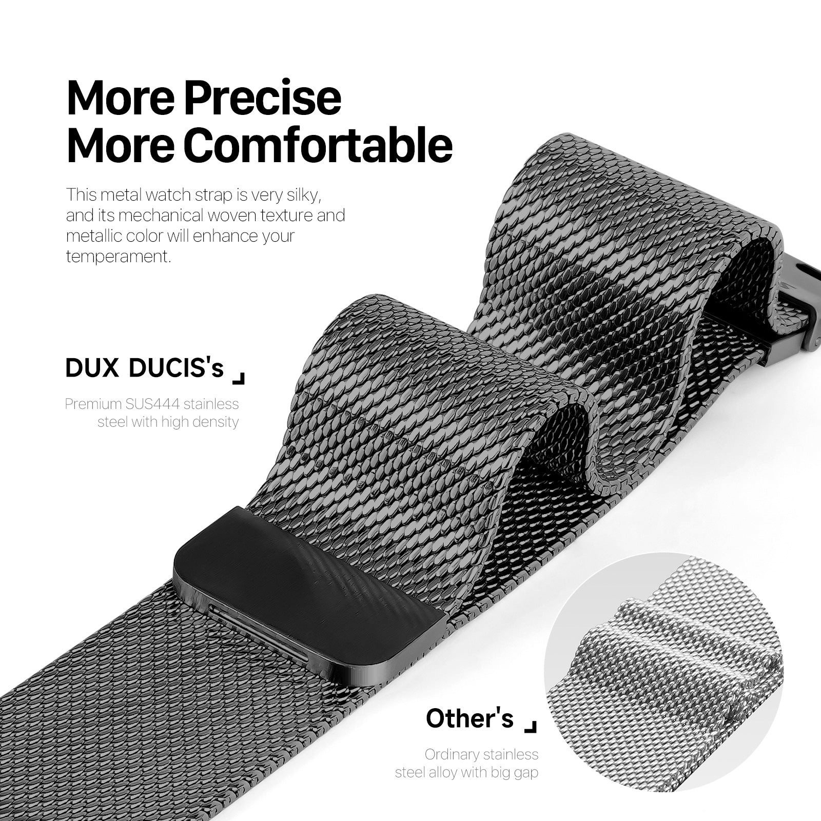 DUX DUCIS Milanese Pro Series for Apple Watch Ultra 2 Ultra 49mm / 9 8 7 45mm / SE (2023) SE (2022) SE 6 5 4 44mm / 3 2 1 42mm Metal Watch Band - Black