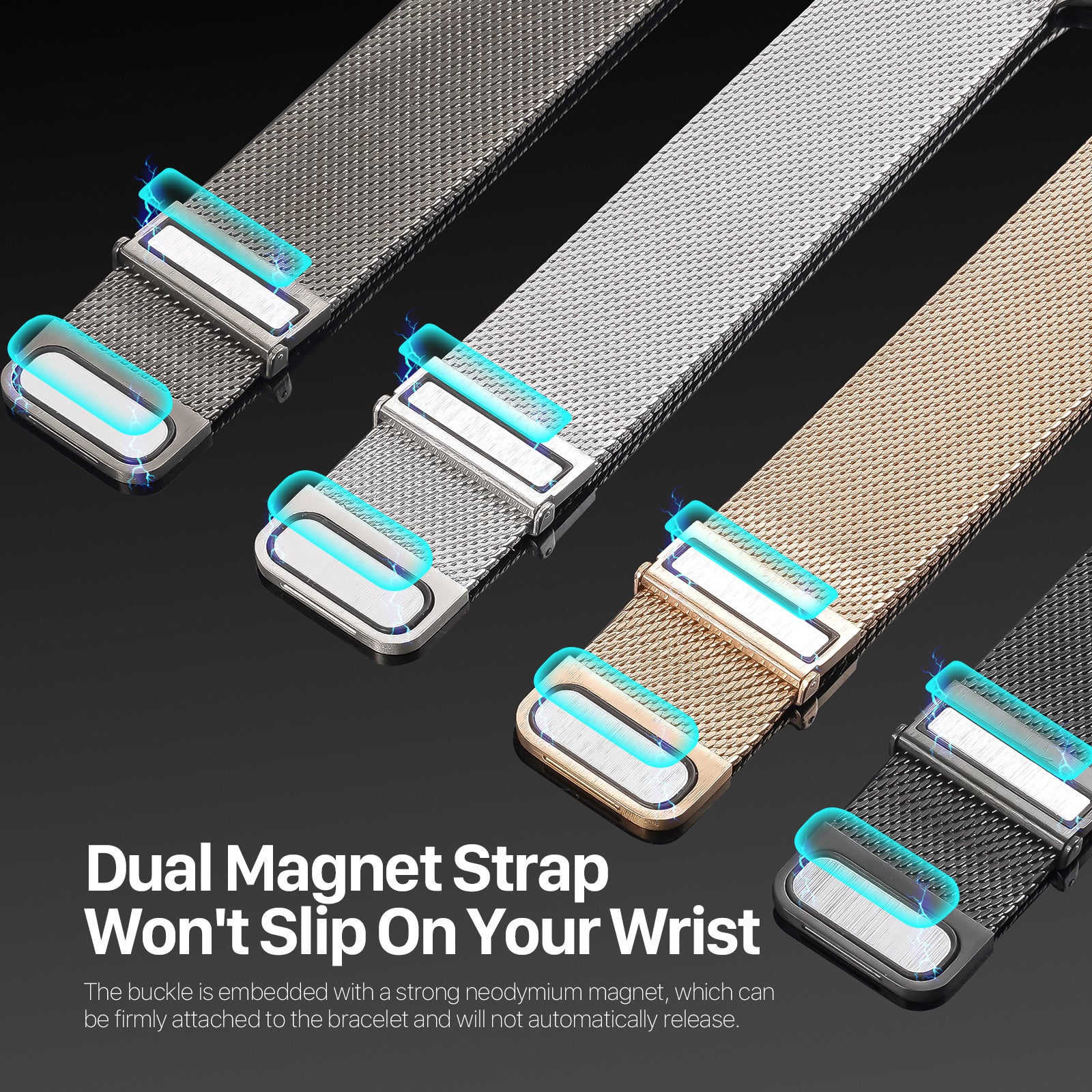 DUX DUCIS Milanese Pro Series for Apple Watch Ultra 2 Ultra 49mm / 9 8 7 45mm / SE (2023) SE (2022) SE 6 5 4 44mm / 3 2 1 42mm Metal Watch Band - Black