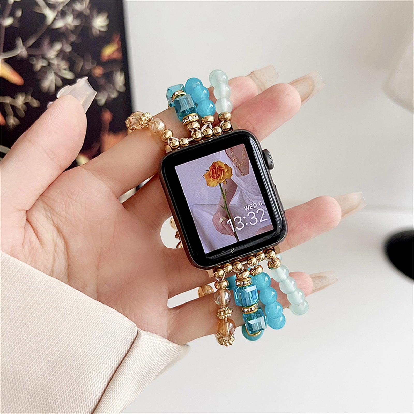 For Apple Watch Ultra 2 Ultra 49mm / 9 8 7 45mm / 6 5 4 SE (2022) SE (2023) SE 44mm / 3 2 1 42mm Ethnic Style Beaded Watch Band - Black
