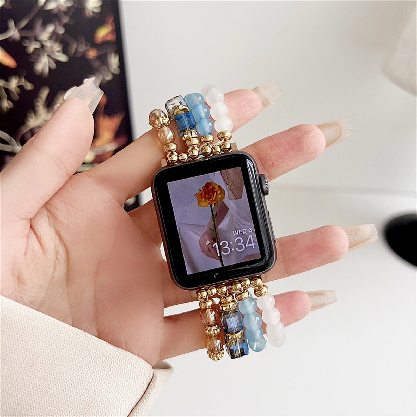 For Apple Watch Ultra 2 Ultra 49mm / 9 8 7 45mm / 6 5 4 SE (2022) SE (2023) SE 44mm / 3 2 1 42mm Ethnic Style Beaded Watch Band - Black