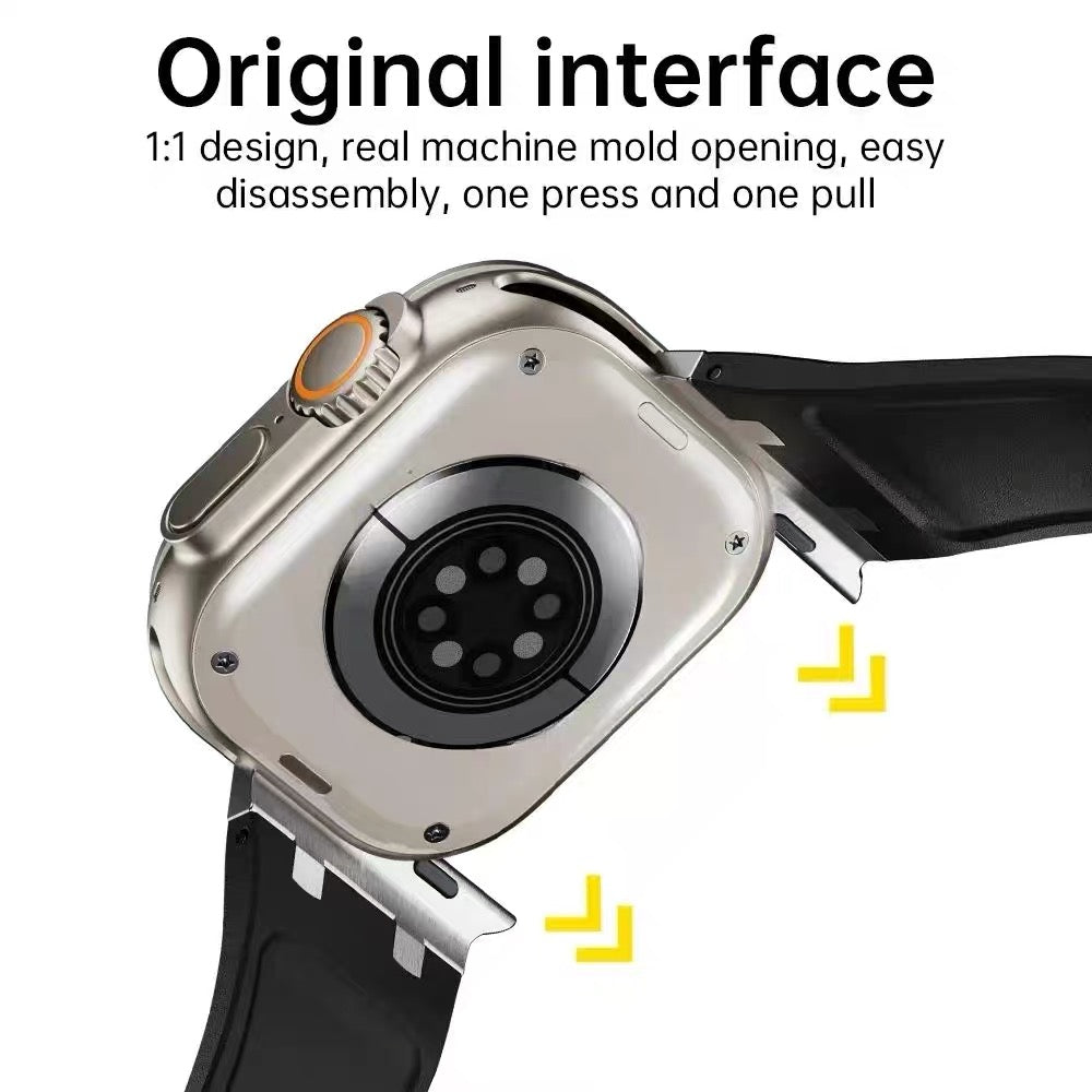 For Apple Watch Series 9 8 7 41mm / SE (2023) SE (2022) SE 6 5 4 40mm / 3 2 1 38mm Silicone Band Butterfly Buckle Watch Strap - Black