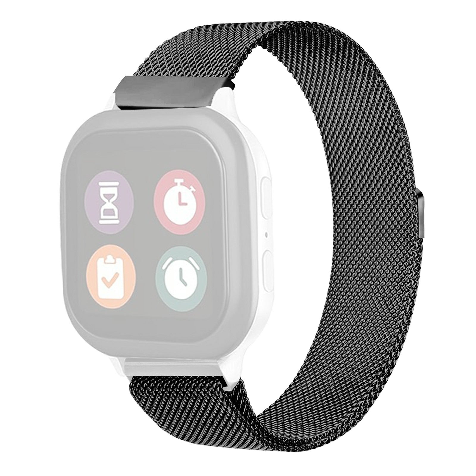 For Verizon Gizmo Watch 3 Replacement Wrist Band Stainless Steel Milanese Magnetic Watch Strap - Black