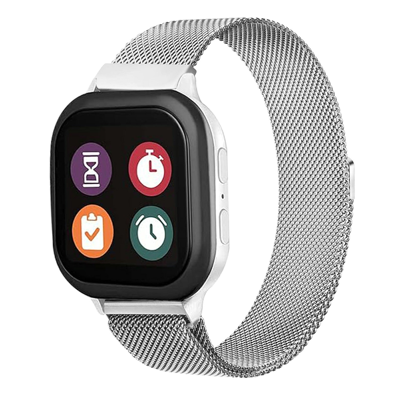 For Verizon Gizmo Watch 3 Milanese Smart Watch Band Stainless Steel Breathable Wrist Strap - Silver