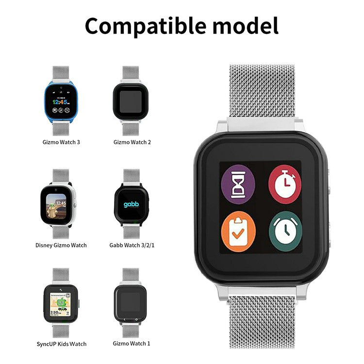 For Verizon Gizmo Watch 3 Milanese Smart Watch Band Stainless Steel Breathable Wrist Strap - Silver