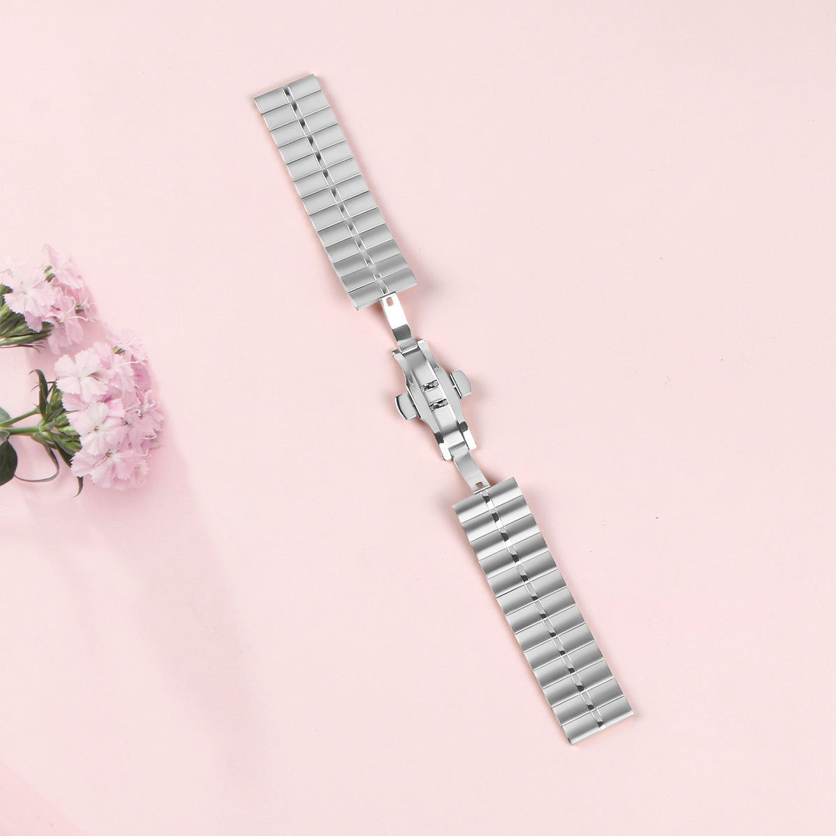 For Huawei Watch GT Runner Strap Replacement Stainless Steel Smart Watch Band with Buckle - Silver