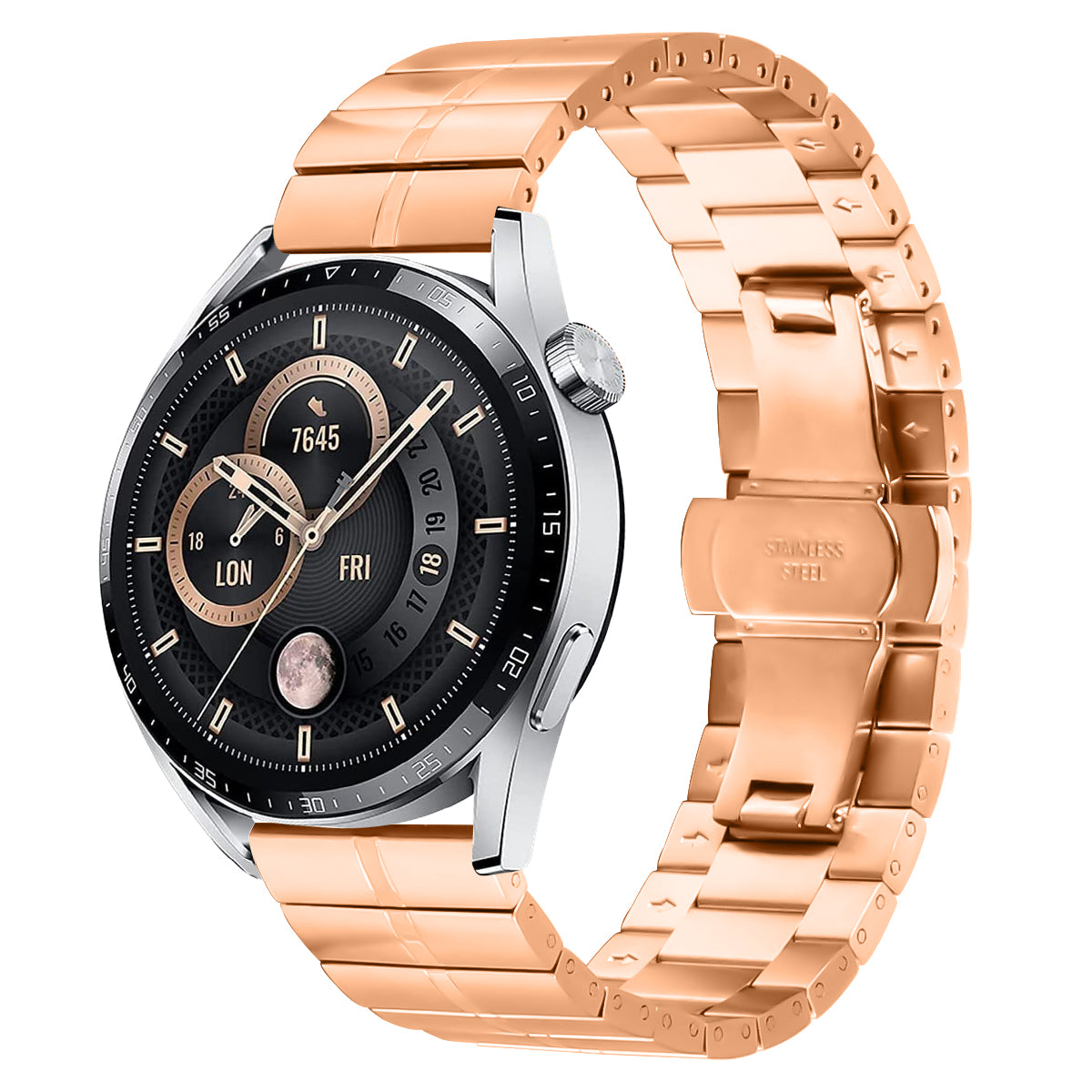 For Huawei Watch Buds Watch Band Stainless Steel Replacement Wrist Strap - Black+Silver