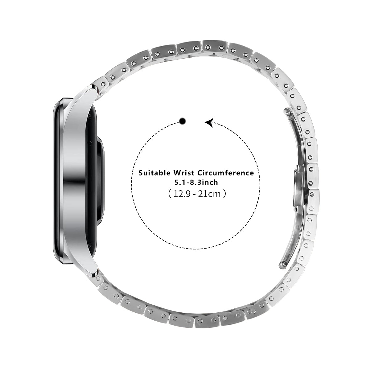 For Huawei Watch Ultimate Stainless Steel Watch Band Silver Smart Bracelet Watch Strap with Buckle