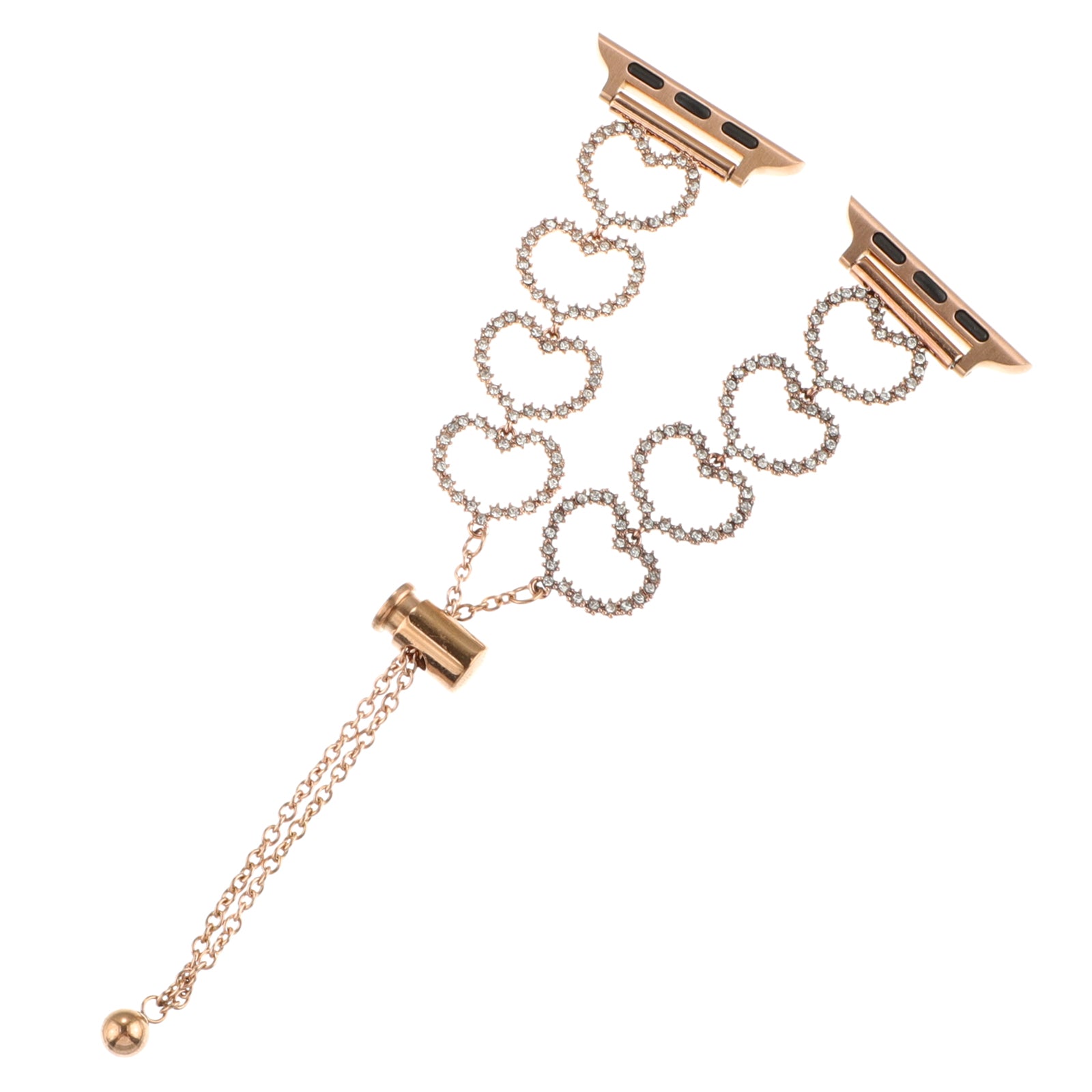 For Apple Watch Series 9 8 7 41mm / 6 5 4 SE (2022) SE (2023) SE 40mm / 3 2 1 38mm Zinc Alloy Strap Heart Chain Design - Rose Gold