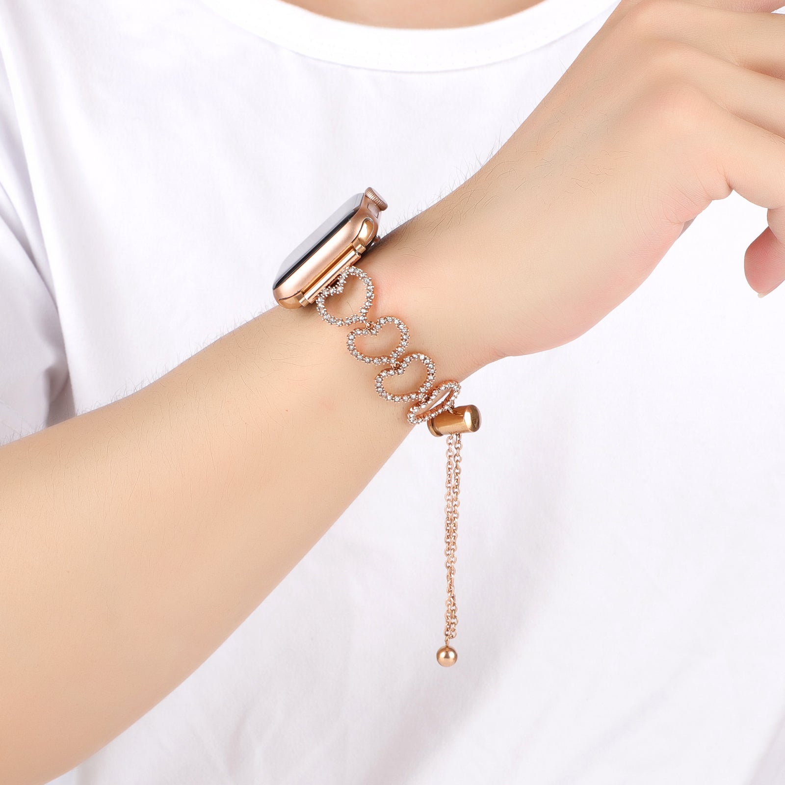 For Apple Watch Series Ultra 2 Ultra 49mm / 9 8 7 45mm / 6 5 4 SE SE(2022) SE(2023) 44mm / 3 2 1 42mm Zinc Alloy Watch Strap - Rose Gold