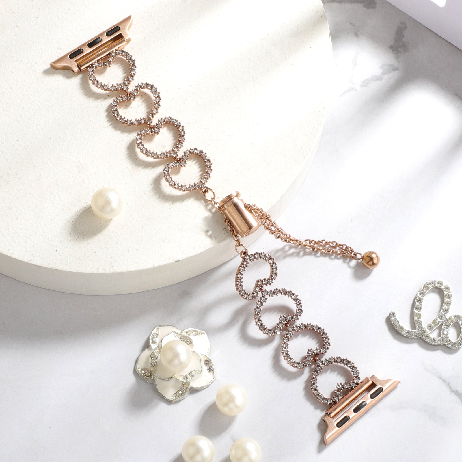 For Apple Watch Series Ultra 2 Ultra 49mm / 9 8 7 45mm / 6 5 4 SE SE(2022) SE(2023) 44mm / 3 2 1 42mm Zinc Alloy Watch Strap - Rose Gold