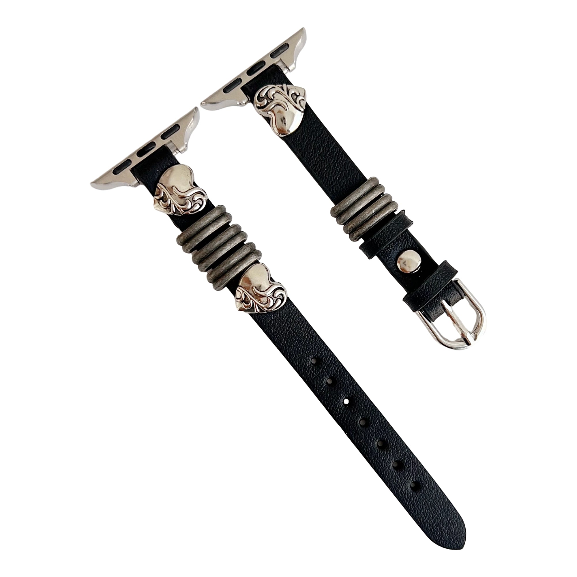 For Apple Watch Series 9 8 7 41mm / 6 5 4 SE (2022) SE (2023) SE 40mm / 3 2 1 38mm Leather Watch Strap Heart Shape Adjustable Strap - Coffee