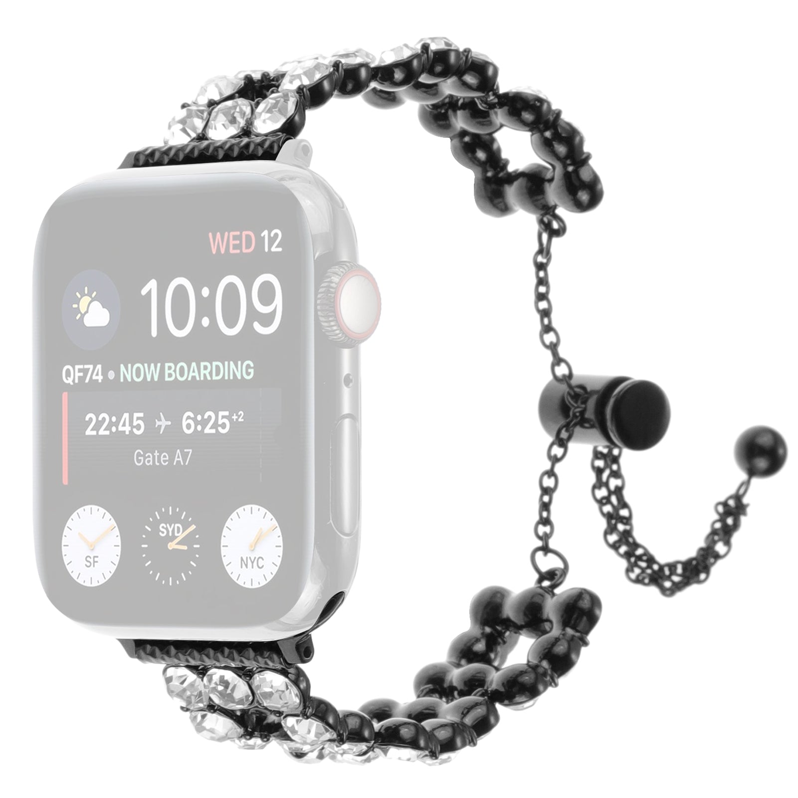 For Apple Watch Series 9 8 7 41mm / 6 5 4 SE (2022) SE (2023) SE 40mm / 3 2 1 38mm Zinc Alloy Watch Strap - Black
