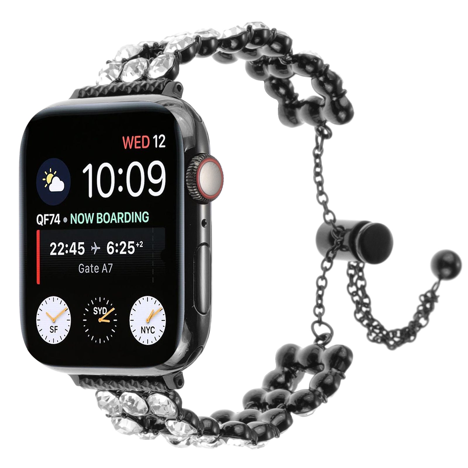 For Apple Watch Series 9 8 7 41mm / 6 5 4 SE (2022) SE (2023) SE 40mm / 3 2 1 38mm Zinc Alloy Watch Strap - Black