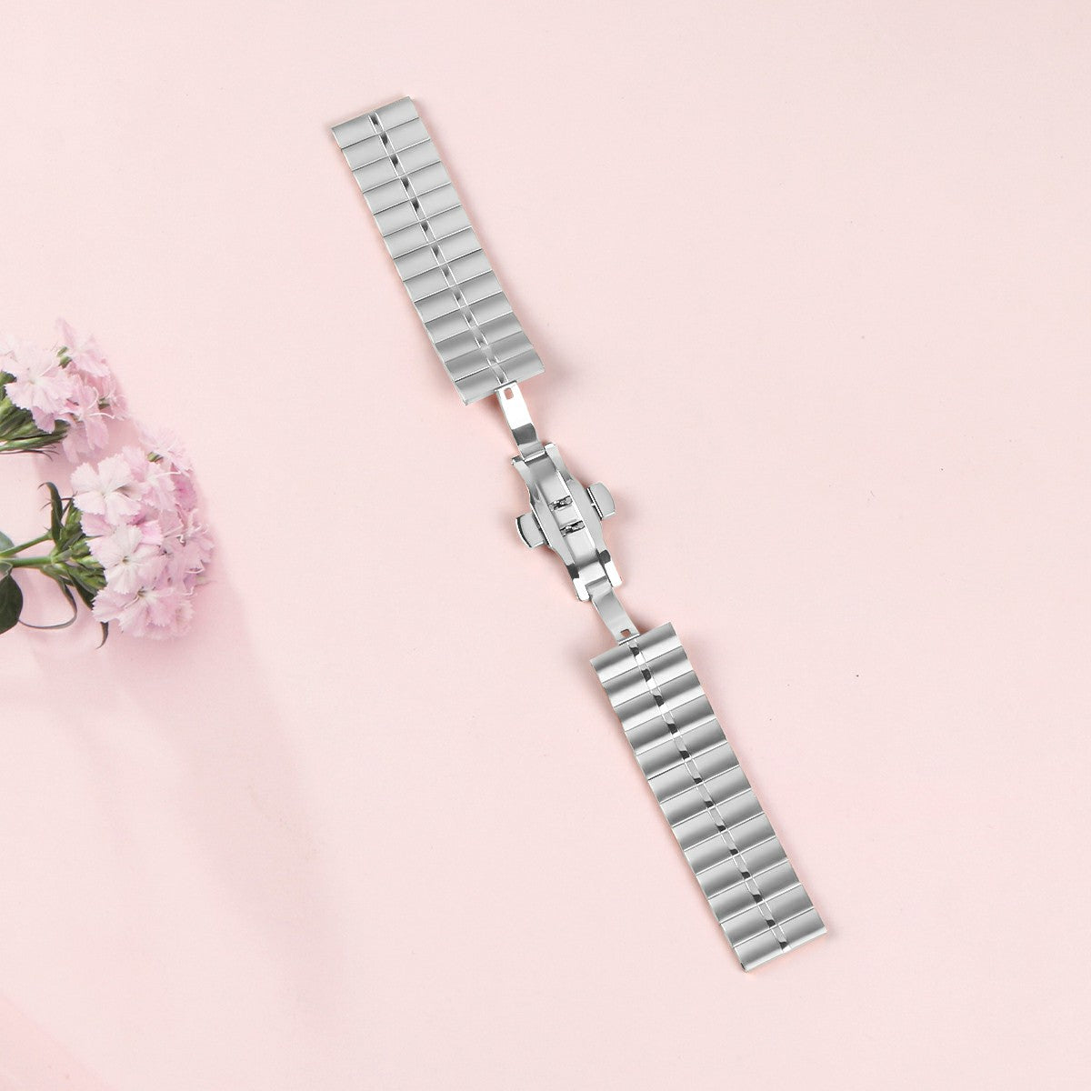 For Huawei Watch GT 42mm / 46mm Metal Strap Butterfly Buckle Watch Band, Silver