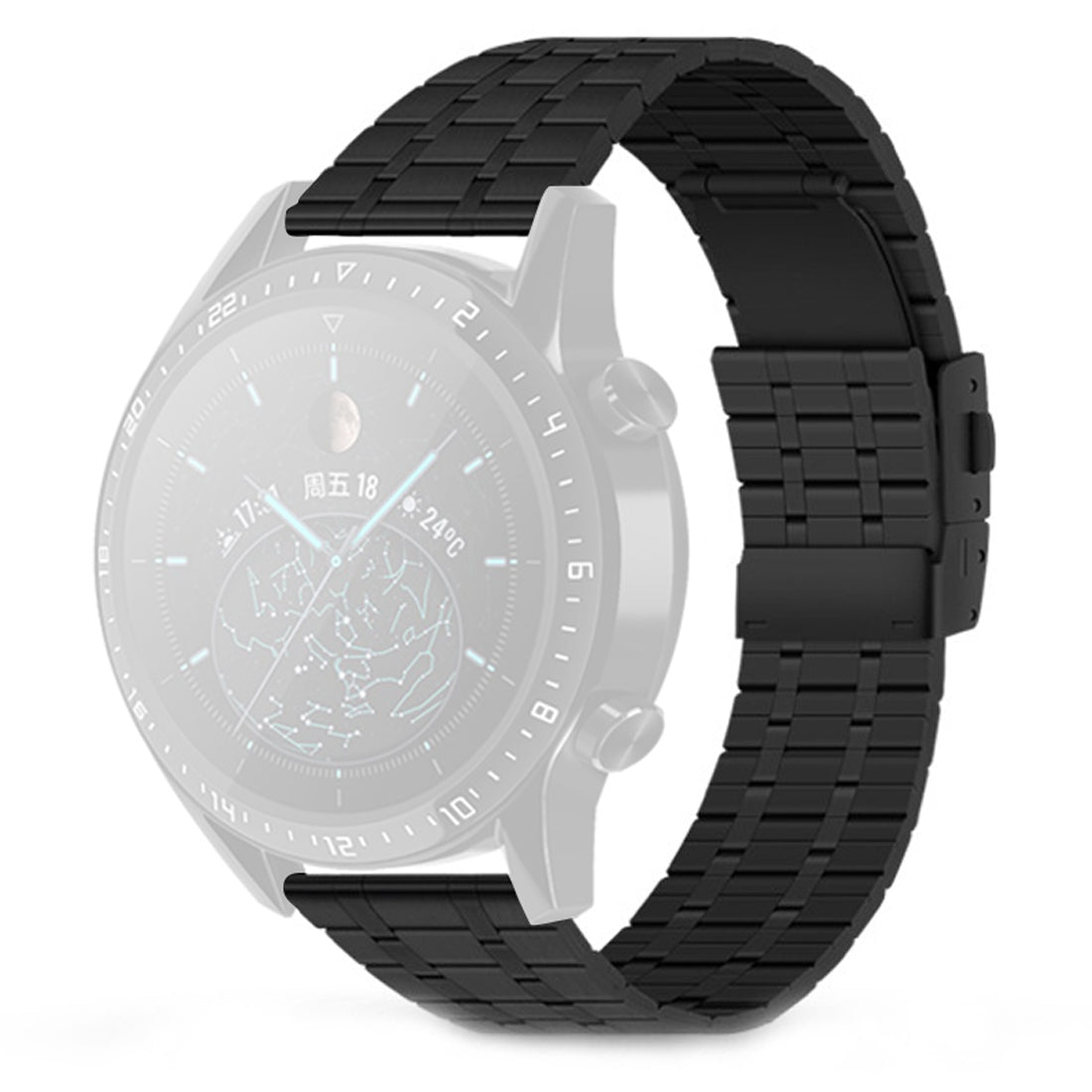 For Huawei Watch GT 2 Pro Stainless Steel Watch Band 22mm Quick Release 5-Beads Strap - Silver