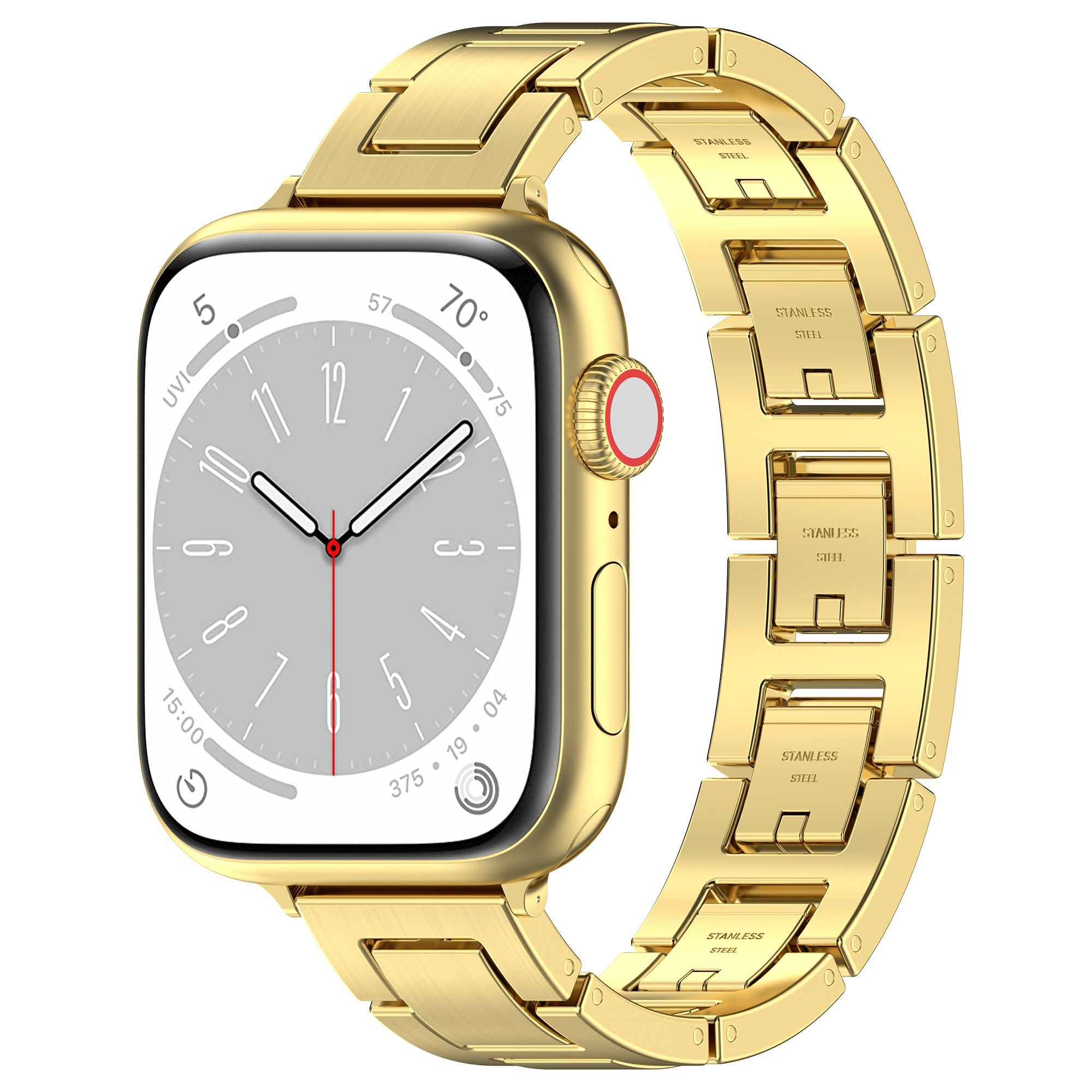 For Apple Watch Ultra 2 Ultra 49mm / Series 9 8 7 45mm / 6 5 4 SE (2022) SE (2023) SE 44mm / 3 2 1 42mm Watch Band Stainless Steel Strap - Gold