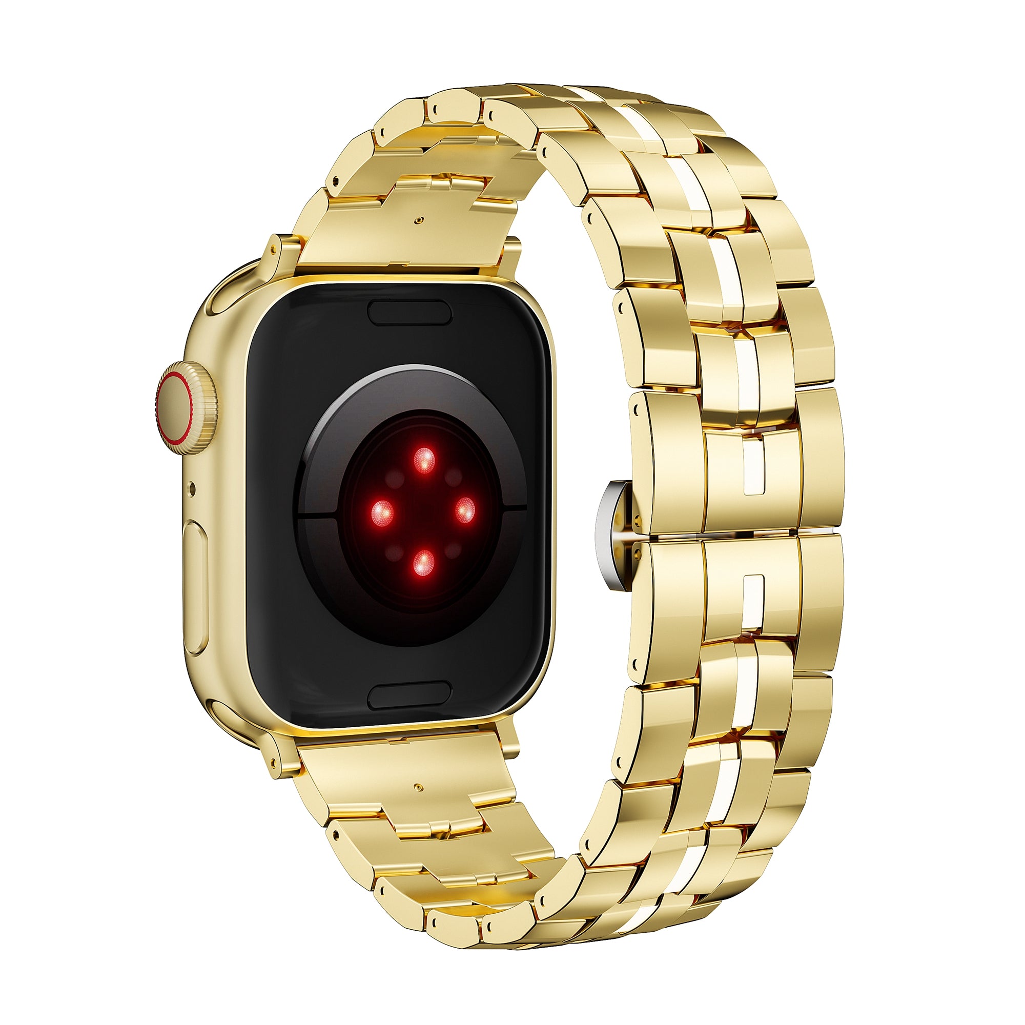 For Apple Watch Series 9 8 7 41mm / 6 5 4 SE (2022) SE (2023) SE 40mm / 3 2 1 38mm Watch Strap 22mm Stainless Steel Band - Black+Red