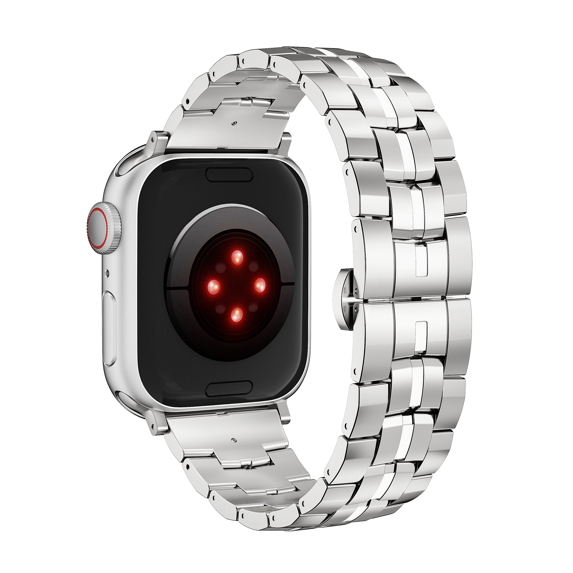 For Apple Watch Series 9 8 7 41mm / 6 5 4 SE (2022) SE (2023) SE 40mm / 3 2 1 38mm Watch Strap 22mm Stainless Steel Band - Black+Red