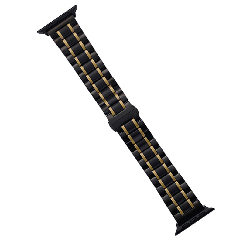 For Apple Watch Series 9 8 7 41mm / 6 5 4 SE (2022) SE (2023) SE 40mm / 3 2 1 38mm Watch Band 22mm 5-Beads Strap - Black