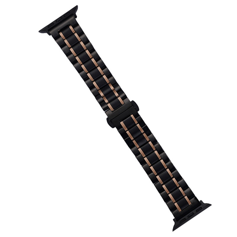 For Apple Watch Series 9 8 7 41mm / 6 5 4 SE (2022) SE (2023) SE 40mm / 3 2 1 38mm Watch Band 22mm 5-Beads Strap - Black