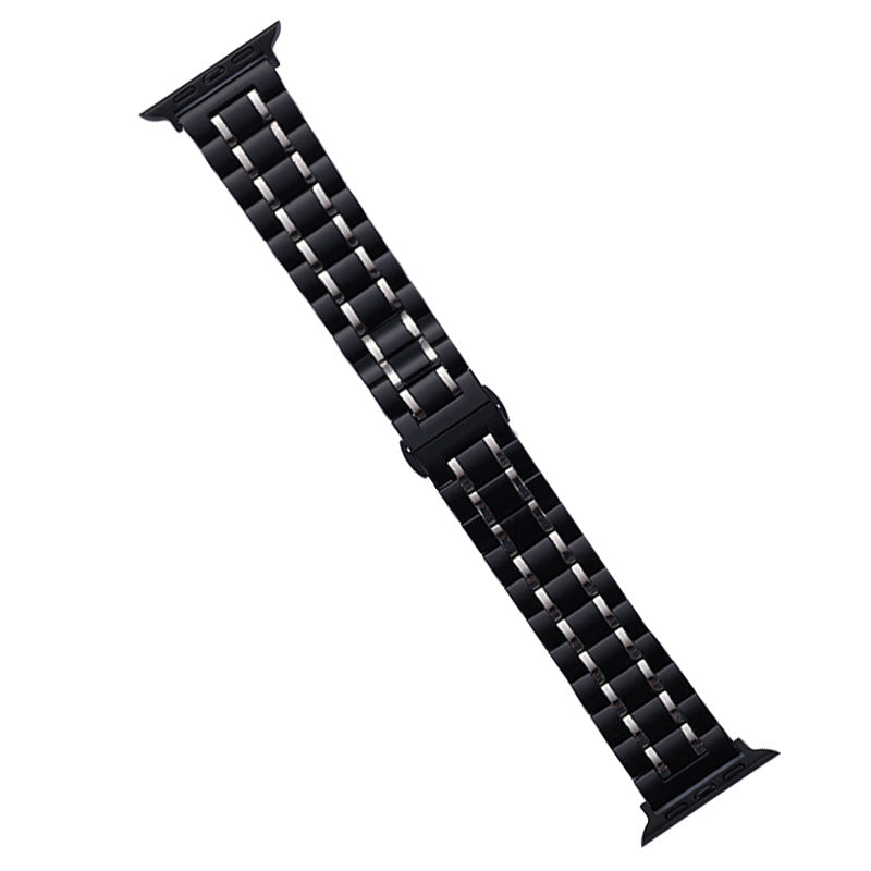 For Apple Watch Series 9 8 7 41mm / 6 5 4 SE (2022) SE (2023) SE 40mm / 3 2 1 38mm Watch Band 22mm 5-Beads Strap - Black