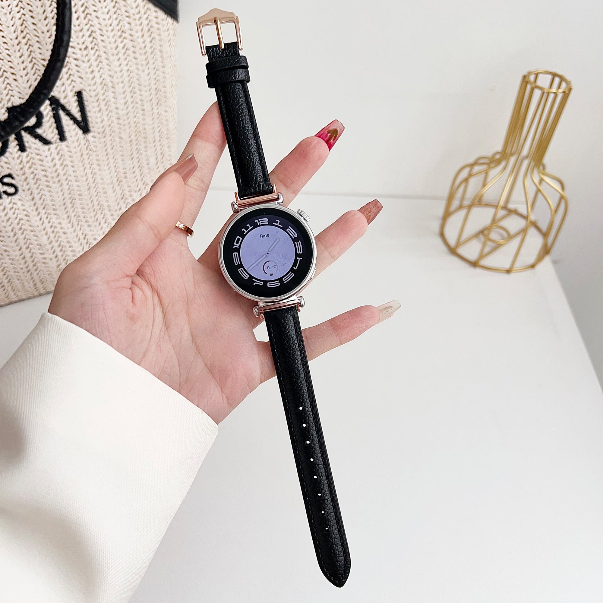 For Samsung Galaxy Watch3 45mm / Huawei Watch GT 4 46mm Strap 22mm PU Leather Watch Band - Red