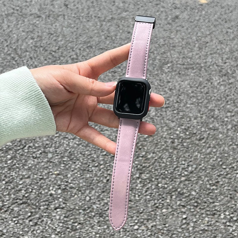 For Apple Watch Series 9 8 7 41mm / 6 5 4 SE (2022) SE (2023) SE 40mm / 3 2 1 38mm PU Watch Strap Magnetic Buckle Band - Dark Brown